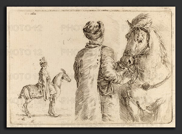 Stefano Della Bella (Italian, 1610 - 1664), Polish Attendant Holding the Bridle of a Horse, etching on laid paper [restrike]