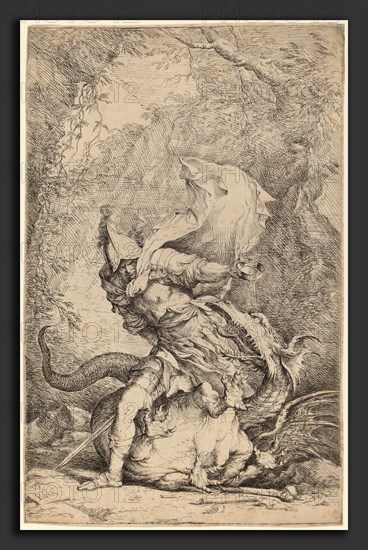 Salvator Rosa (Italian, 1615 - 1673), Jason and the Dragon, c. 1663-1664, etching and drypoint on laid paper