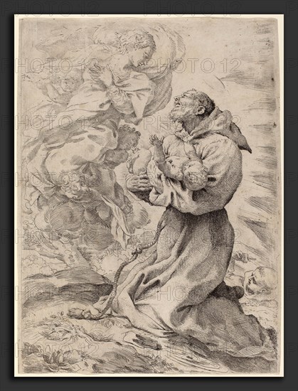 Pietro Faccini (Italian, probably c. 1562 - 1602), Saint Francis with the Christ Child, etching