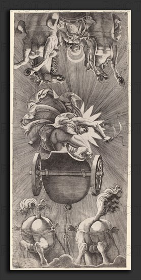 Adamo Scultori after Giulio Romano (Italian, c. 1530 - 1585), The Setting of the Sun with Chariots of Apollo and Diana, engraving on laid paper