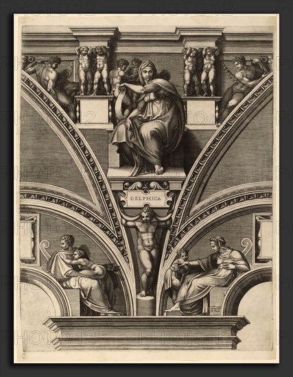 Giorgio Ghisi after Michelangelo (Italian, 1520 - 1582), The Delphic Sibyl, early 1570s, engraving on laid paper