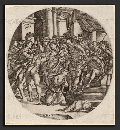 Domenico Campagnola (Italian, before 1500 - 1564), Beheading of Saint Catherine, 1517, engraving