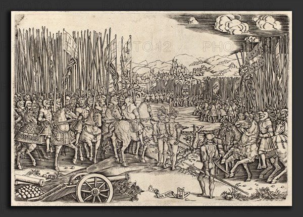 Master NA.DAT with the Mousetrap (Italian, active c. 1512), The Two Armies at the Battle of Ravenna, probably c. 1512-1513, engraving