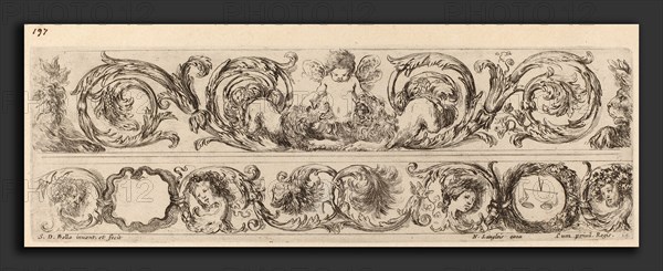 Stefano Della Bella (Italian, 1610 - 1664), Two Ornamental Bands with Cupid and Heads of the Four Seasons, probably 1648, etching