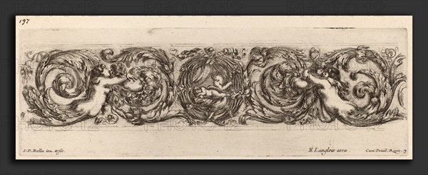 Stefano Della Bella (Italian, 1610 - 1664), Ornamental Frieze with Cupid and Psyche, probably 1648, etching