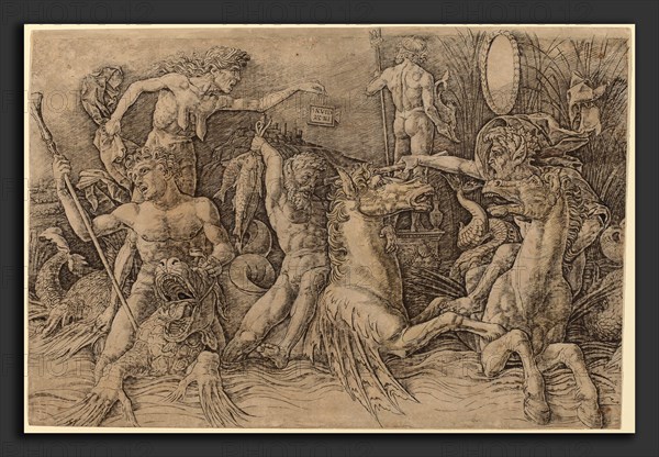 Andrea Mantegna (Italian, c. 1431 - 1506), Battle of the Sea Gods [left half], c. 1485-1488, engraving