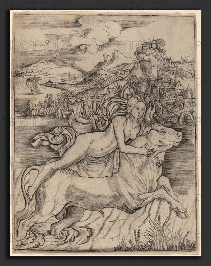 Giovanni Battista Palumba (Italian, active first quarter 16th century), The Rape of Europa, engraving