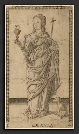 Master of the E-Series Tarocchi (Italian, active c. 1465), Fede (Faith), c. 1465, engraving with gilding