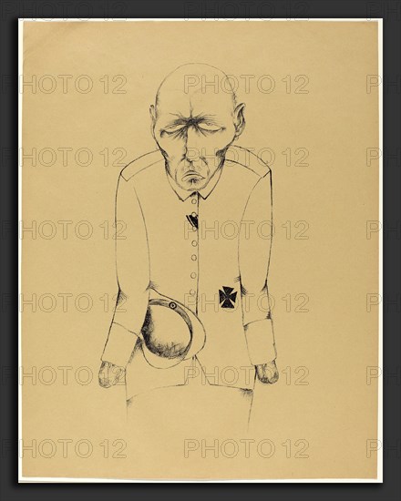 Heinrich Hoerle, Der Erwerbslose (The Unemployed Man), German, 1895 - 1936, 1920, lithograph on pale brown paper