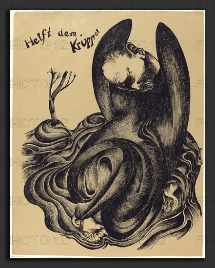 Heinrich Hoerle, Helft dem KrÃ¼ppel (Help the Cripples), German, 1895 - 1936, 1920, lithograph on pale brown paper