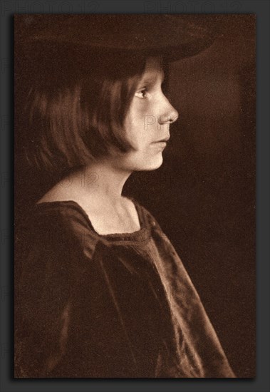 Gertrude KÃ¤sebier (American, 1852 - 1934), Florentine Boy, 1899, photogravure in sepia mounted on blue wove paper