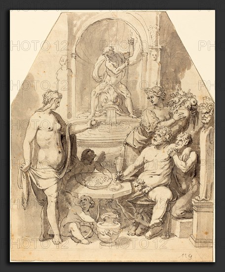 Johann Matthias Kager (German, 1575 - 1634), Without Ceres and Bacchus, Venus Freezes, 1590s, pen and black ink with gray wash over graphite on laid paper