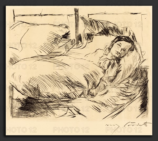 Lovis Corinth, The Sick Child (Das Kranke Kind), German, 1858 - 1925, 1918, drypoint in black on laid paper
