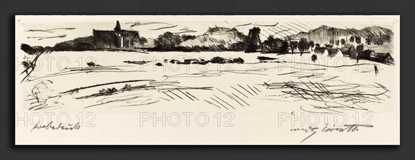 Lovis Corinth, Landscape with Dunes (DÃ¼nenlandschaft), German, 1858 - 1925, 1917, drypoint in black on white wove paper