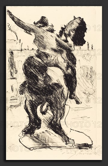 Lovis Corinth, Statue of an Amazon at the Alte Museum (Amazonenstatue auf der Freitreppe des Alten Museums), German, 1858 - 1925, 1916, lithograph in black on laid paper