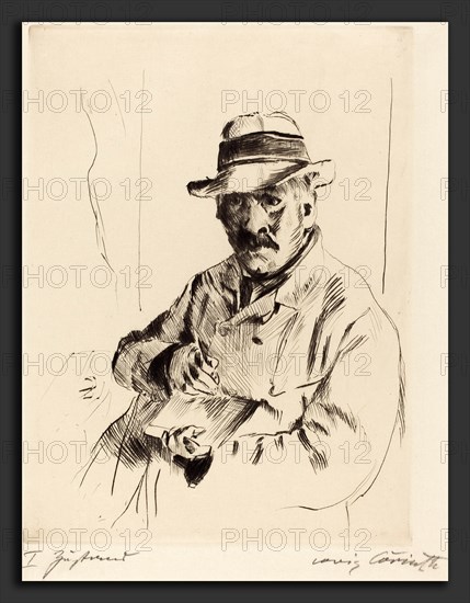 Lovis Corinth, Self-Portrait in a Straw Hat (Selbstbildnis im Strohhut), German, 1858 - 1925, 1913, drypoint