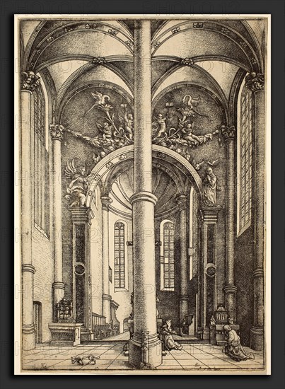 Daniel Hopfer I (German, c. 1470 - 1536), Interior of a Church with Parable of the Pharisee and the Publican, etching
