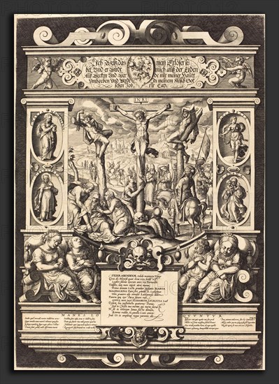German 16th Century, Funeral Monument to the Daughters of Feuerabend, 16th century, engraving on two joined sheets
