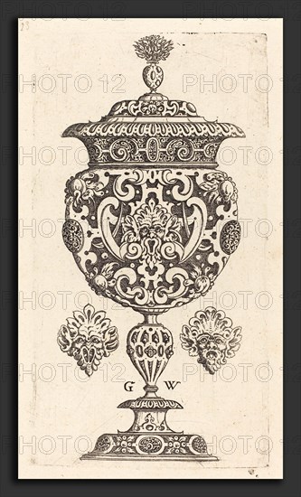 Georg Wechter I (German, c. 1526 - 1586), Goblet, rim decorated with masque with  gaping mouth, published 1579, engraving