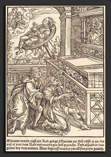 Master of the Miracles of Mariazell (German, active early 16th century), Ein man wardt auff ain Rad, c. 1503, woodcut