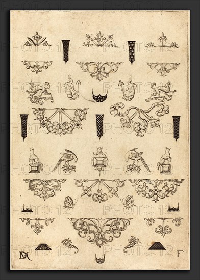 Daniel Mignot (German, active 1593-1596), Eleven Different Studs and Twenty-Three Ornaments, 1593, engraving