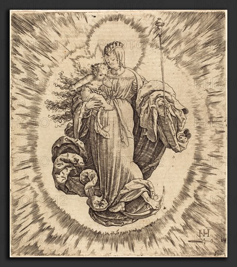 Master N.H. with the Dagger (German, active first half 16th century), Madonna on a Crescent, engraving