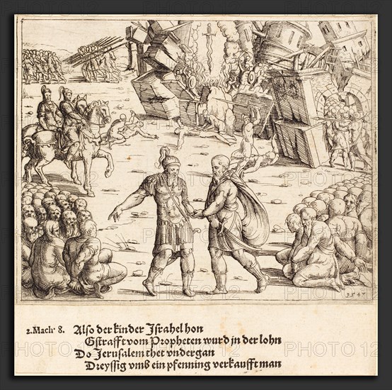 Augustin Hirschvogel (German, 1503 - 1553), The Victory of Judas Maccabeus Over Niccanor, 1547, etching