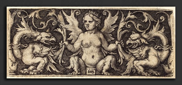 Sebald Beham (German, 1500 - 1550), Ornament with Female Demon, 1544, engraving