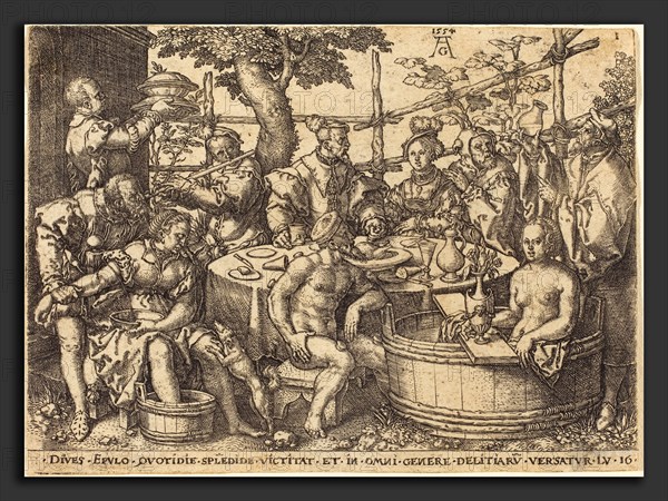 Heinrich Aldegrever (German, 1502 - 1555-1561), The Rich Man at the Table, 1554, etching