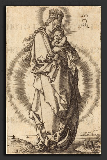 Heinrich Aldegrever (German, 1502 - 1555-1561), The Virgin with the Child on the Crescent, 1553, etching