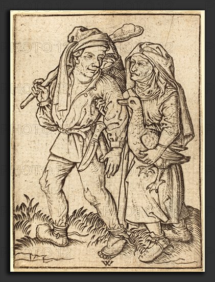 Wenzel von Olmutz after Master of the Housebook (German, active 1481-1497), Farmer and Wife with Goose, c. 1490, engraving