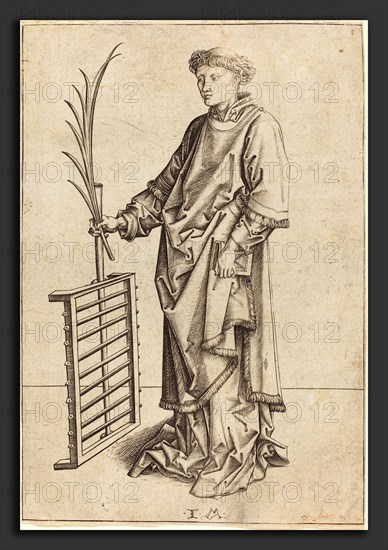 Israhel van Meckenem after Martin Schongauer (German, c. 1445 - 1503), Saint Lawrence, c. 1480-1490, engraving