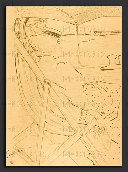 Henri de Toulouse-Lautrec (French, 1864 - 1901), The Passenger from Cabin 54 - Sailing in a Yacht (La passagÃ¨re du 54 - Promenade en yacht), 1896, lithograph in olive green [poster]