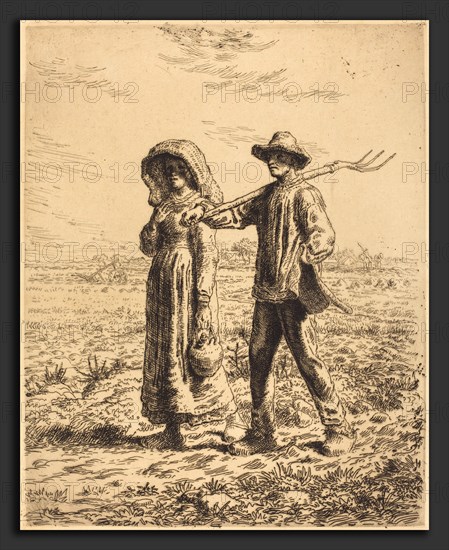 Jean-FranÃ§ois Millet (French, 1814 - 1875), Departure for Work (Le depart pour le travail), 1863, etching