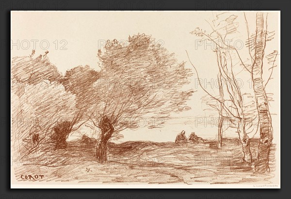 Jean-Baptiste-Camille Corot (French, 1796 - 1875), Willows and White Poplars (Saules et peupliers blancs), 1871, lithograph