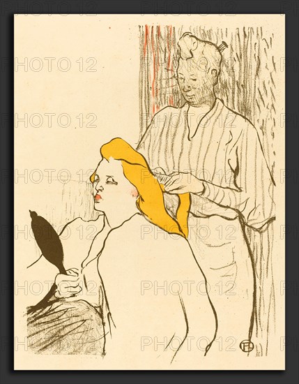 Henri de Toulouse-Lautrec (French, 1864 - 1901), The Hairdresser - Program for the ThéÃ¢tre Libre (Le coiffeur - Programme du ThéÃ¢tre Libre), 1893, lithograph in green-black, yellow, and red