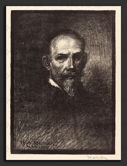 Théophile Alexandre Steinlen, Self-Portrait (Steinlen de face, tete droite), Swiss, 1859 - 1923, 1905, lithograph