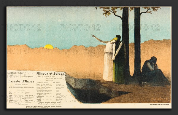 Alphonse Osbert (French, 1857 - 1939), Inceste d'Ã¢mes; Mineur et soldat, 1896, 4-color lithograph on wove paper