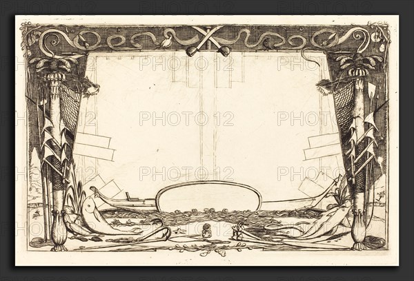 Charles Meryon (French, 1821 - 1868), Couverture du "Voyage Ã  la nouvelle Zélande" (Cover for the Set of Etchings Entitled "A Voyage to New Zealand"), 1866, etching