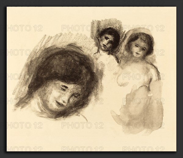 Auguste Renoir, Stone with Three Sketches  (La pierre au trois croquis), French, 1841 - 1919, 1904, lithotint