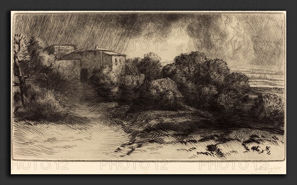 Alphonse Legros, La Ferme de Brieux (Effect d'orage) (Farm at Brieux in a Storm), French, 1837 - 1911, drypoint on wove paper
