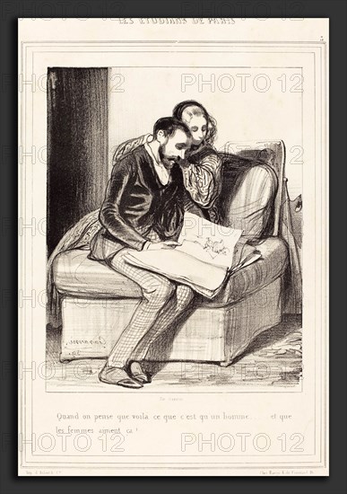 Paul Gavarni (French, 1804 - 1866), Quand on pense, 1839, lithograph