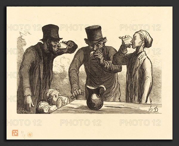 Charles Maurand after Honoré Daumier (French, active 1863-1881), Physiologie du Buveur: ls quatre ages, 1862, wood engraving