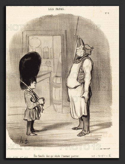 Honoré Daumier (French, 1808 - 1879), Une Famille chez qui réside l'instinct guerrier, 1847, lithograph on newsprint