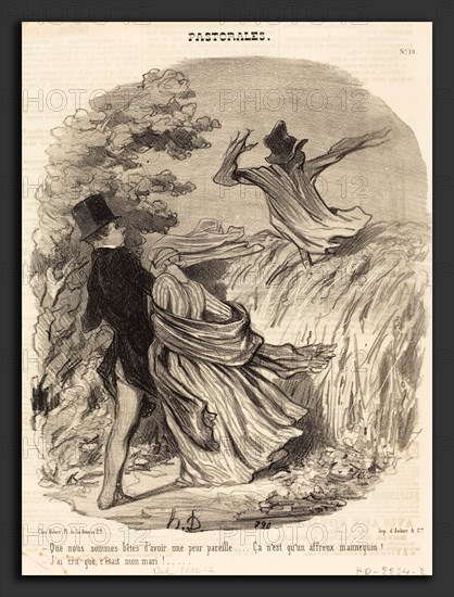 Honoré Daumier (French, 1808 - 1879), Que nous sommes bÃªtes d'avoir une peur pareille, 1845, lithograph on newsprint