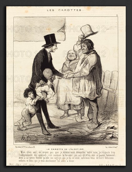 Honoré Daumier (French, 1808 - 1879), La Carotte de l'élection, 1844, lithograph on newsprint