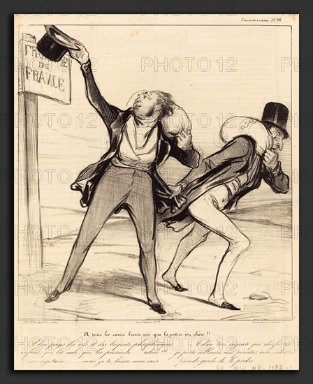Honoré Daumier (French, 1808 - 1879), A tous les coeurs bien nés que la patrie est chÃ¨re!!!, 1838, lithograph on newsprint