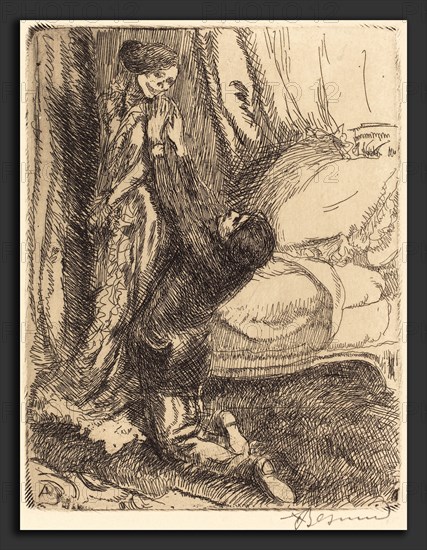 Albert Besnard, Coquette, French, 1849 - 1934, 1900, etching in black on Van Gelder Zonen wove paper