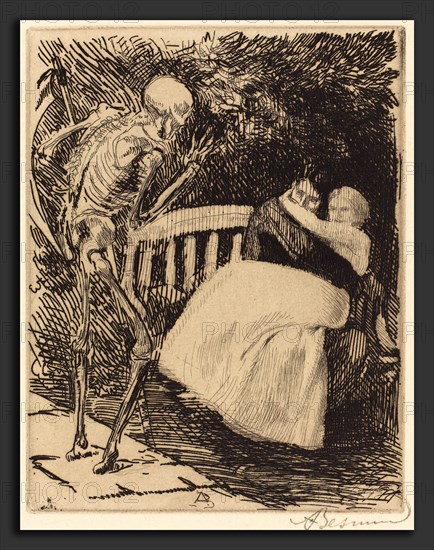 Albert Besnard, The Warning (L'avertissement), French, 1849 - 1934, 1900, etching in black on Van Gelder Zonen wove paper