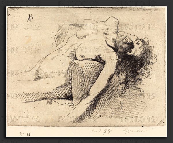 Albert Besnard (French, 1849 - 1934), Dying Woman (La Mourante), 1885, etching and roulette in black on wove paper